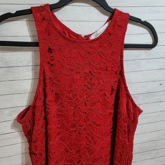 Lovers + Friends Caspian Shift Red Lace, sz LARGE - Picture 7 of 9